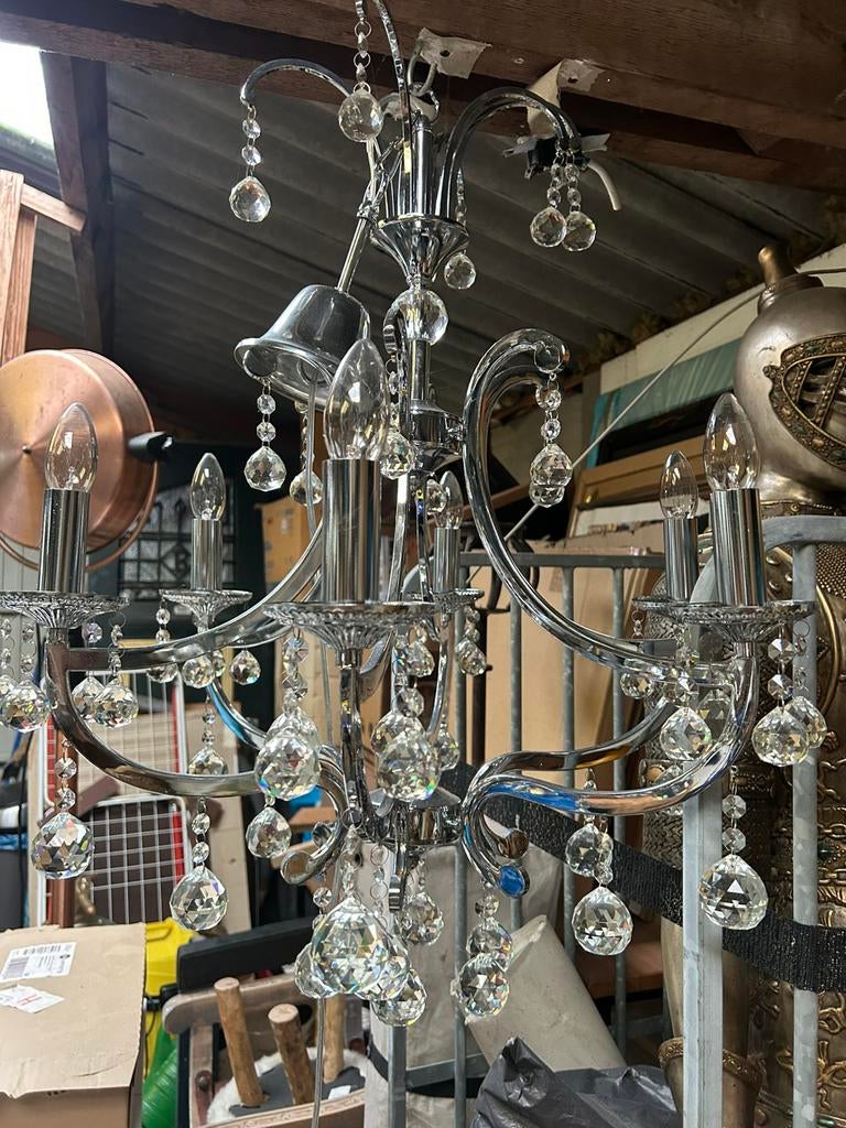 Mooie lamp met kristallen, Ophalen of Verzenden, Zo goed als nieuw, Metaal, 50 tot 75 cm