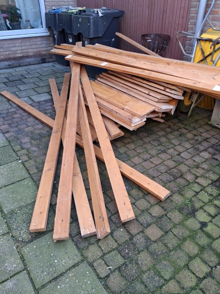 Hout te koop steigerhout, Ophalen of Verzenden, 50 mm of meer, Balk