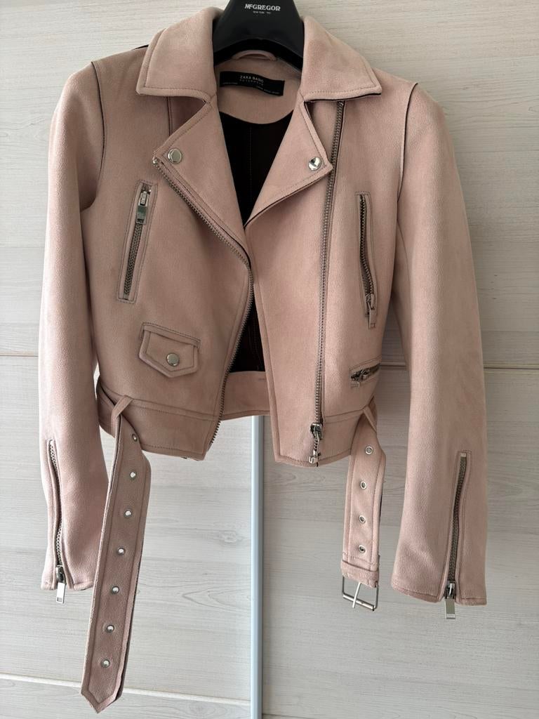 Roze suede look jasje Zara XS, bijna gratis., Ophalen of Verzenden, Zo goed als nieuw, Maat 34 (XS) of kleiner, Roze