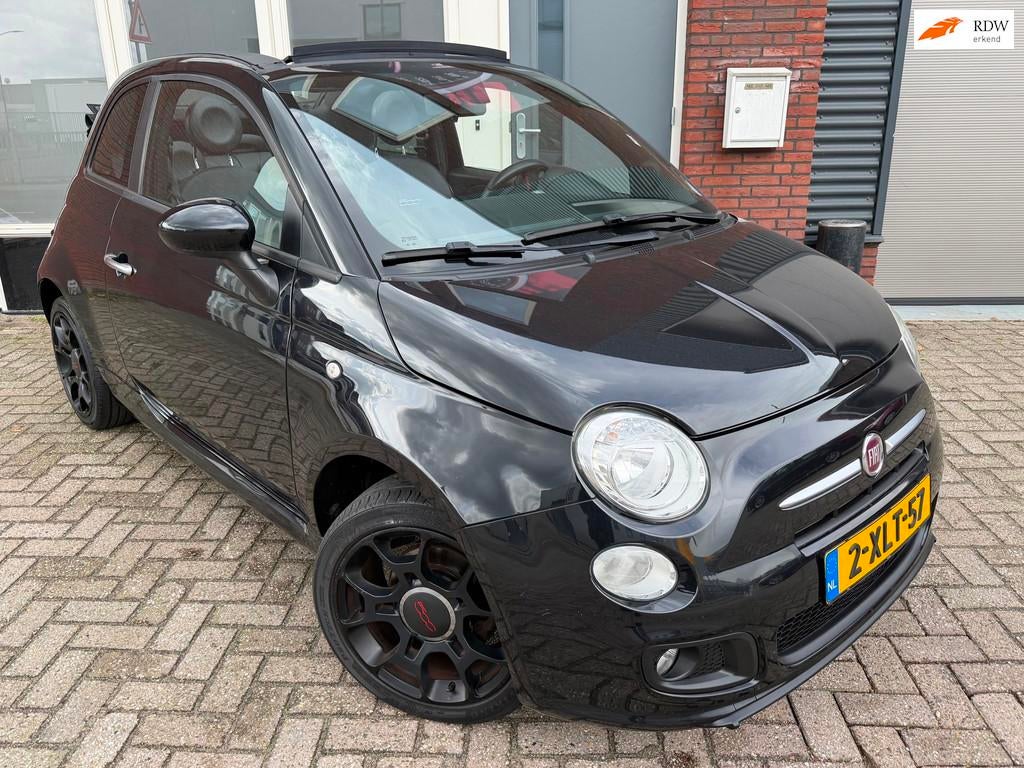 Fiat 500 C 0.9 TwinAir Lounge / Leder / PDC / Airco / Carpla, Auto's, 86 pk, Gebruikt, Leder en Stof, Zwart