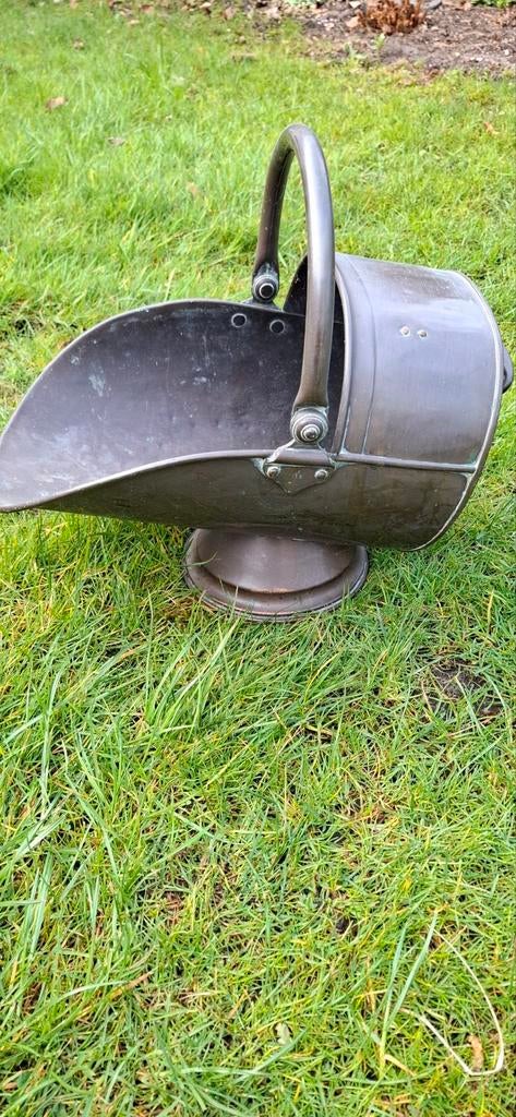 Antieke koperen kolenkit met handvat, Ophalen