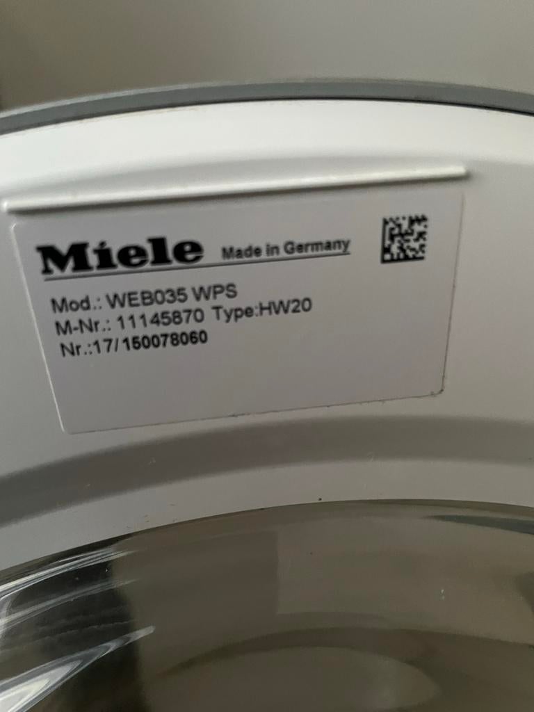 Miele WEB035 WPS Wasmachine, Gebruikt, Voorlader, 85 tot 90 cm, Ophalen