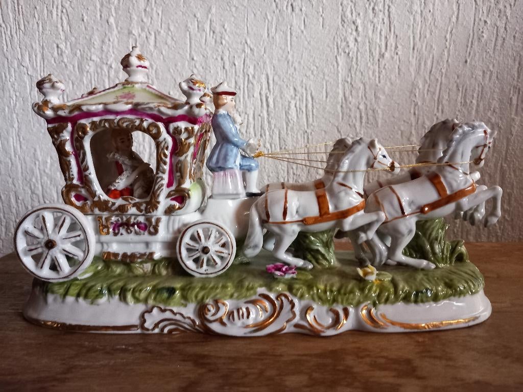 Grote porseleinen Koets Pacelli Italiaans Capodimonte, Antiek en Kunst, Ophalen