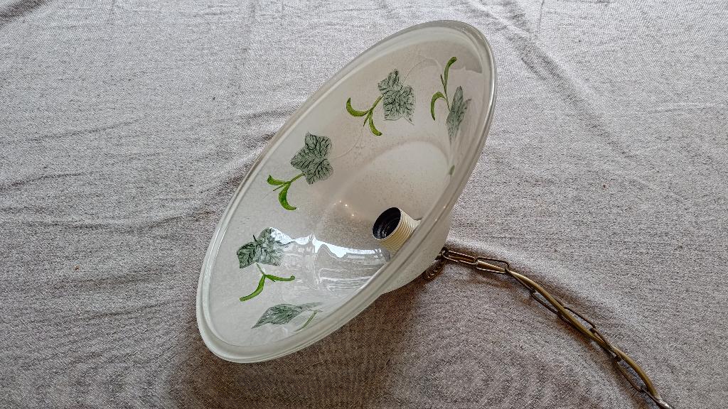 Vintage Glazen Hanglamp - E27 - Retro - Jaren 80, Huis en Inrichting, Lampen | Hanglampen, Gebruikt, Minder dan 50 cm, Glas, Overige materialen