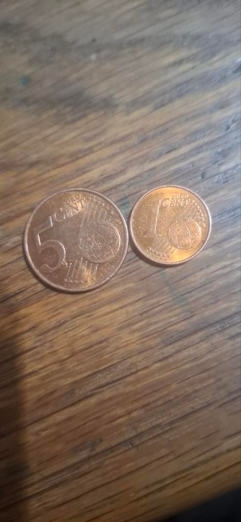 Zeldzame oranje 1 & 5 cent 2019 + 2008 euro munten, Postzegels en Munten, Munten | Europa | Euromunten, Ophalen of Verzenden, Overige landen