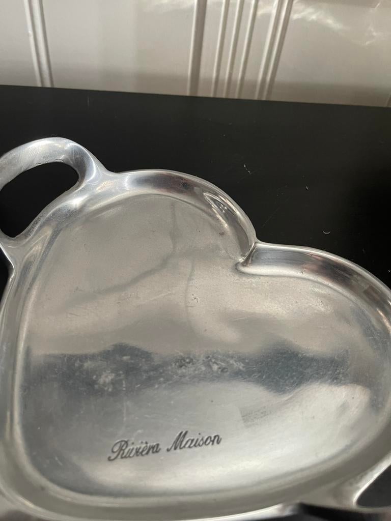Zilver kleurige hartvormige schalen van riviera maison, Ophalen of Verzenden, Zo goed als nieuw, Rond