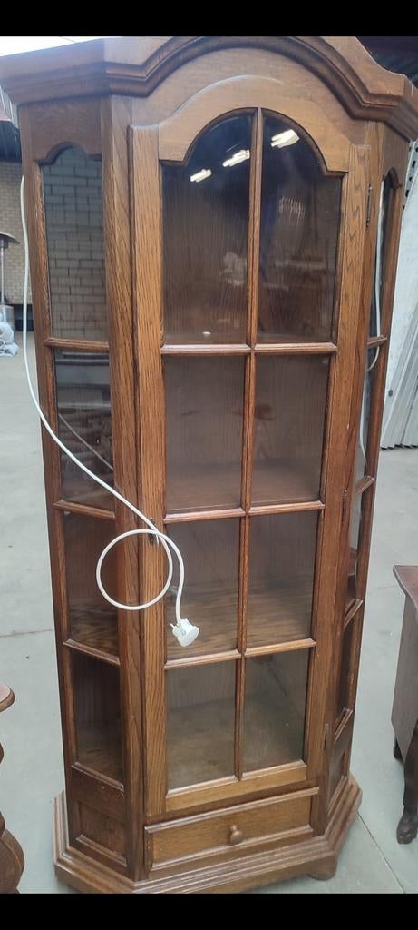 Oude vitrine kast, Huis en Inrichting, Kasten | Vitrinekasten, Ophalen, Gebruikt, 25 tot 50 cm, 150 tot 200 cm