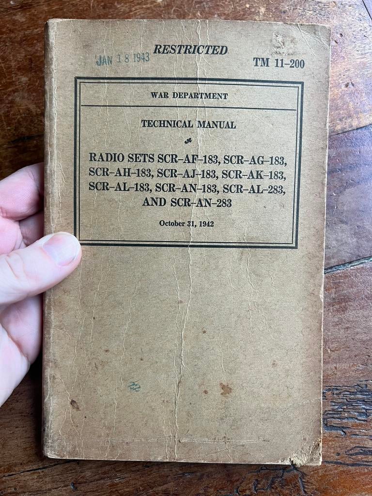 WO2 Amerikaans radio voorschrift SCR 183 283 USAAF etc, Amerika, Ophalen of Verzenden, Boek of Tijdschrift