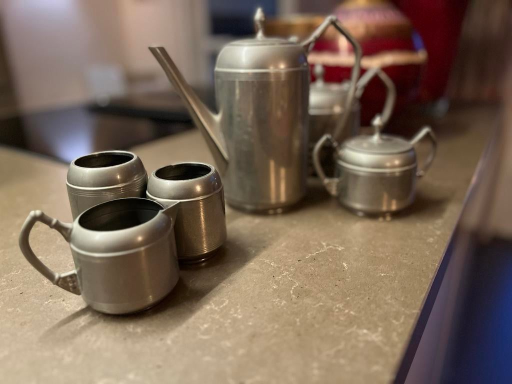 Tinnen koffie- en theestel Rio Tiel, Antiek en Kunst, Antiek | Tin, Ophalen