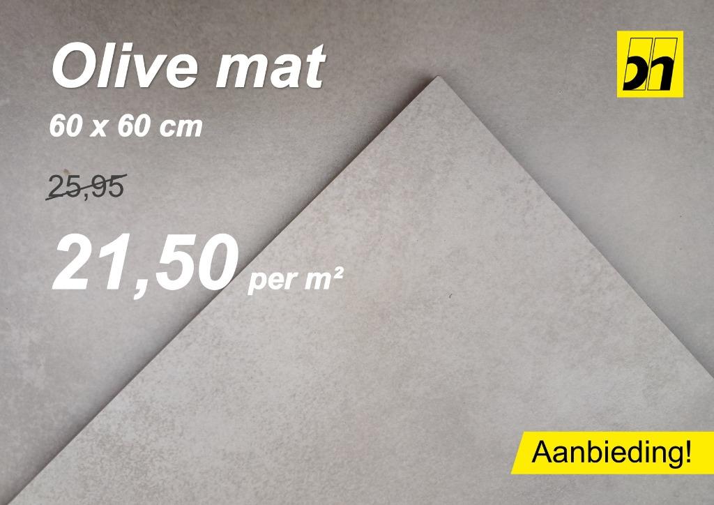 Vloertegel Olive mat 60x60cm aanbieding, Ophalen, 60 cm of meer, Nieuw, 10 m² of meer