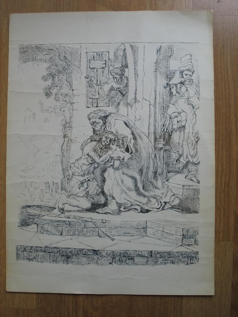 Tekening *De Verloren Zoon* Vrij Getekend( 1985) Vintage, Ophalen of Verzenden