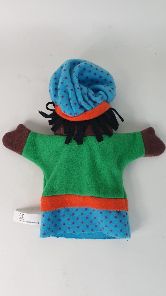 Zwarte Piet handpop, groen pakje, 28cm. 8B12, Tweedehands verkoop, Tweedehands verkoop, Gebruikt, Overige typen