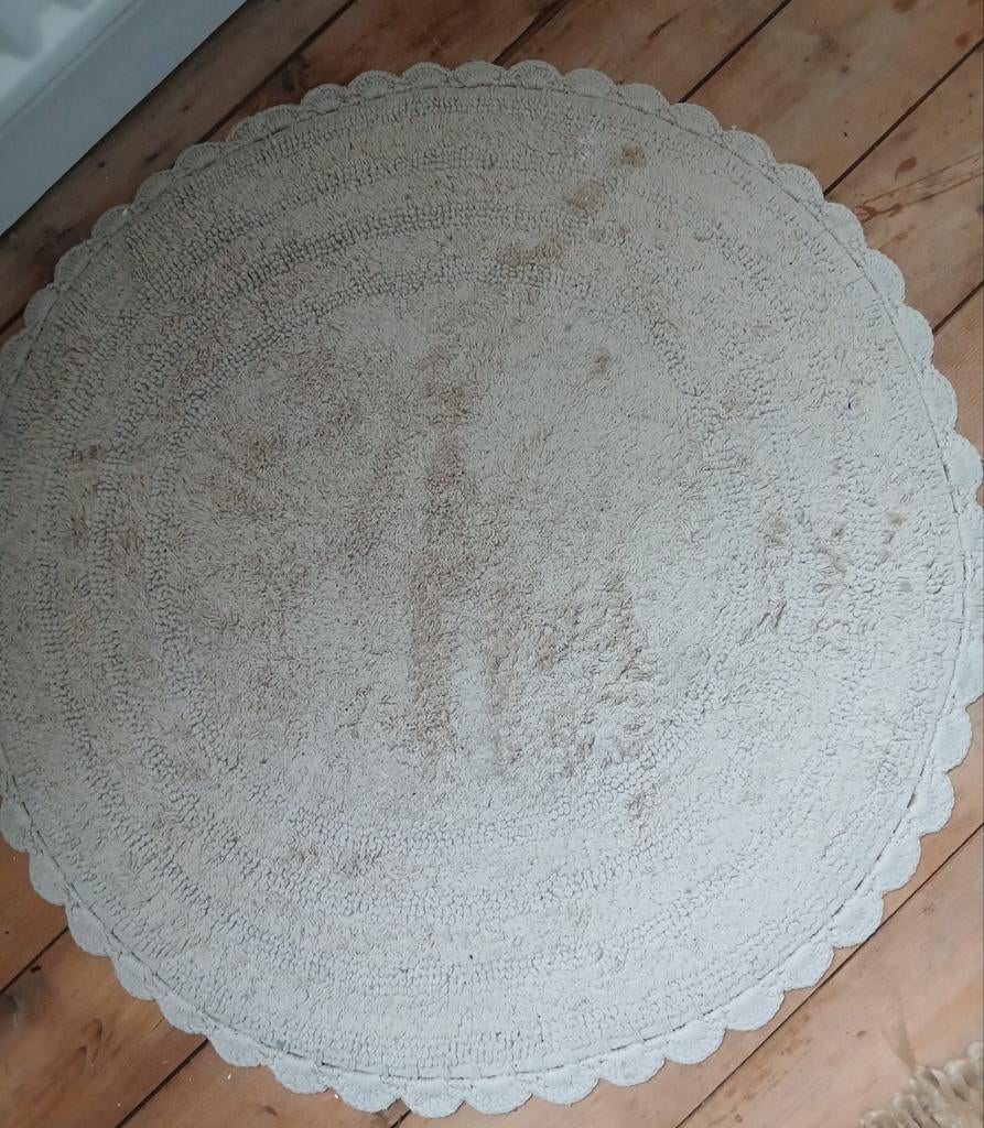 Beige Ronde Badmat - 75 cm Doorsnee, Huis en Inrichting, Badkamer | Badtextiel en Accessoires, Ophalen, Gebruikt