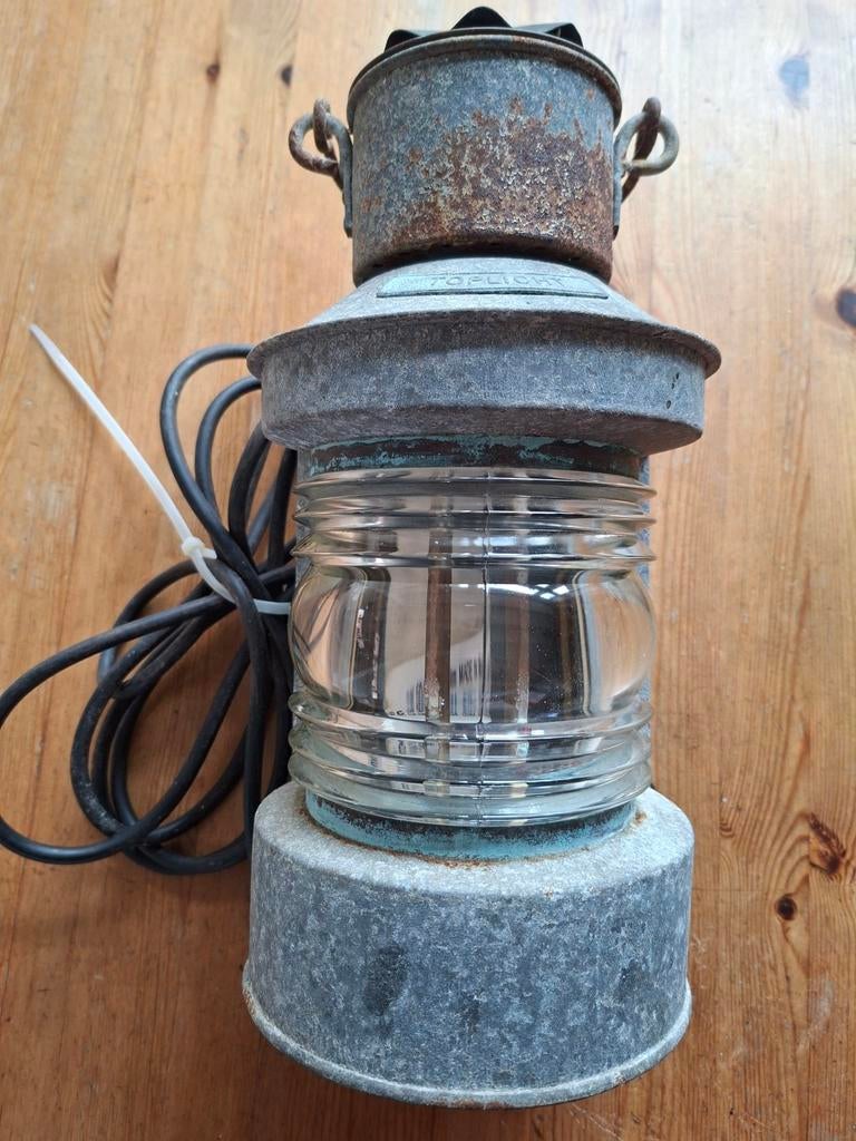 Scheepslamp. Toplicht. Zink&koper. 33x15x15cm., Ophalen of Verzenden