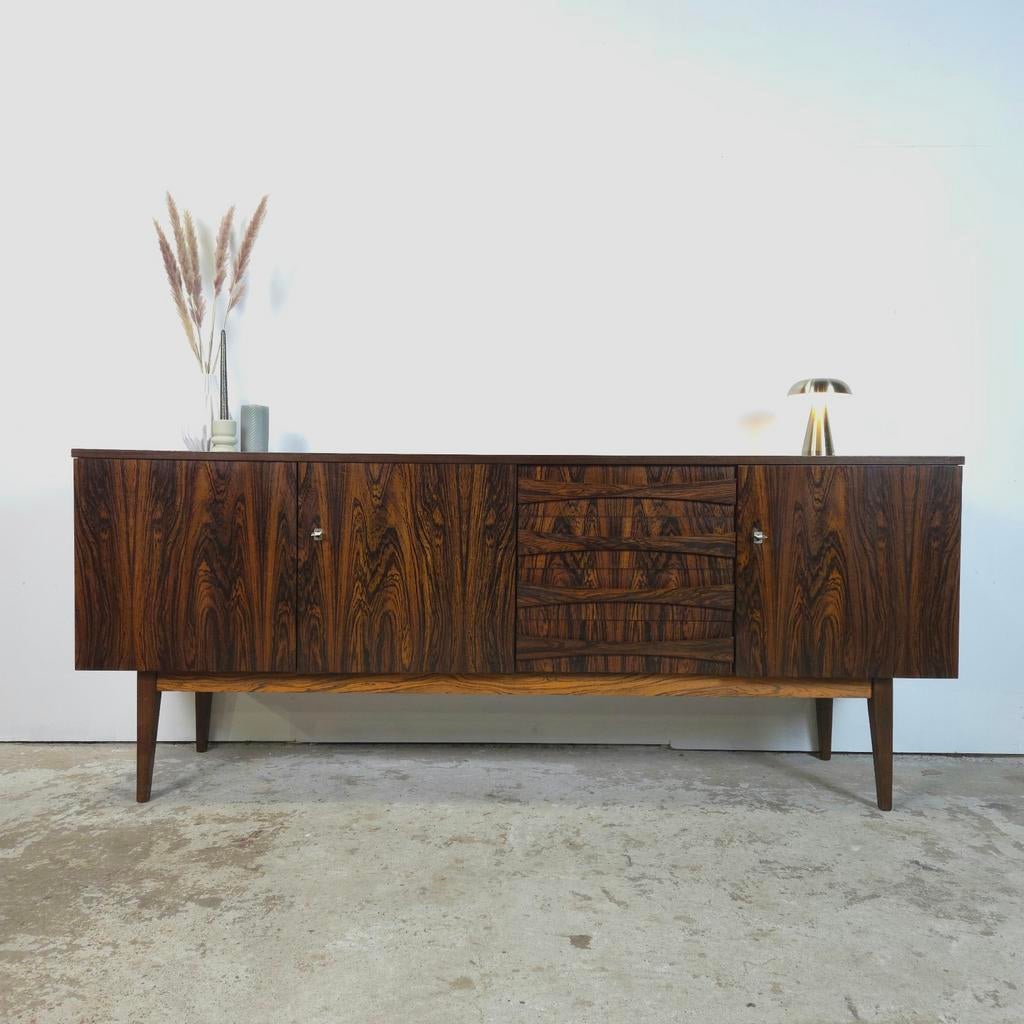 Vintage jaren 60 - 70 palissander sideboard tv meubel 60's, Ophalen, Gebruikt, Scandinavisch, Mid Century, V-form, Deens Design