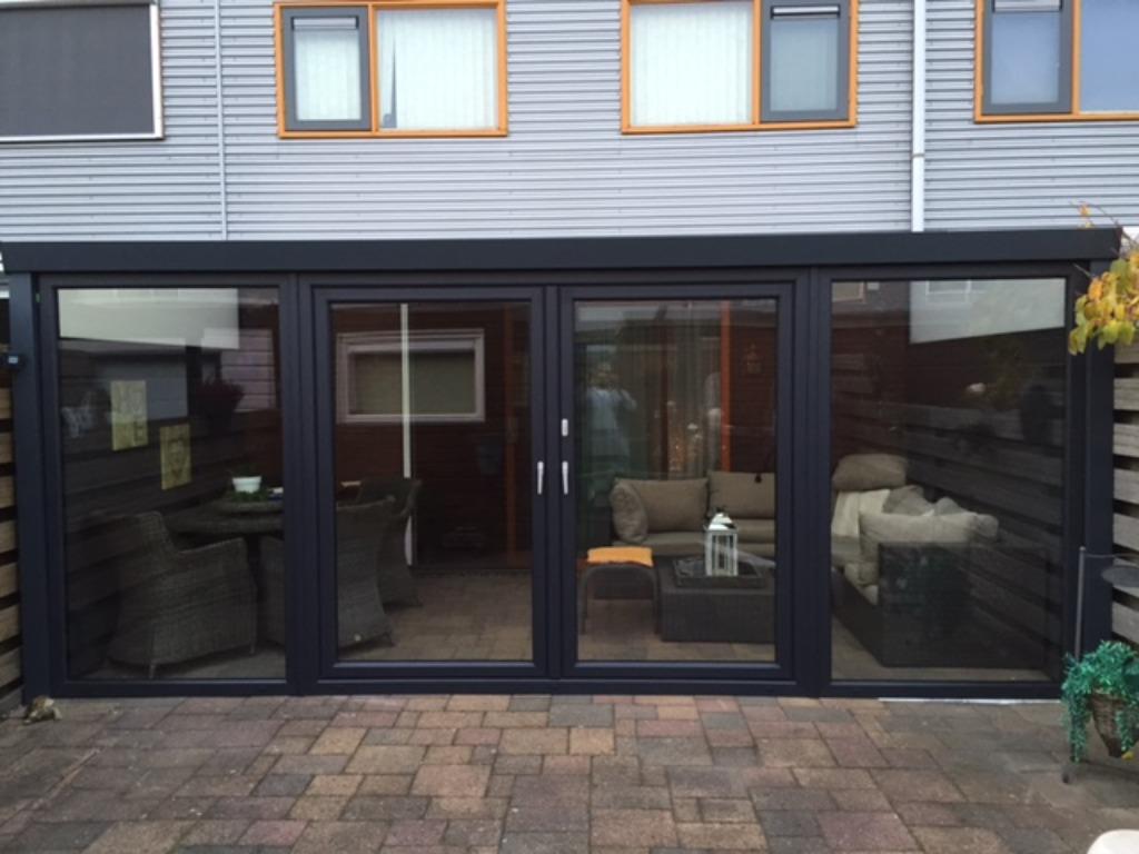 4-delige kantel schuifpuien /zwart kunststof max br 6000, Ophalen, Kunststof, 225 cm of meer, Nieuw