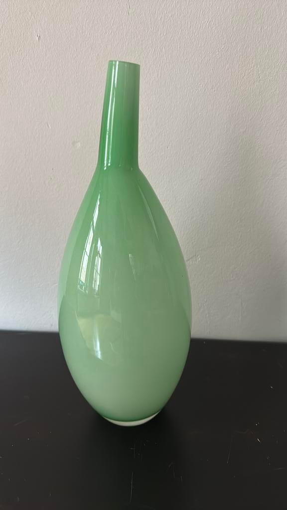 Hysteria Art Glass Frankrijk. Tweekeurige vaas, Wit, Ophalen of Verzenden, Minder dan 50 cm, Glas