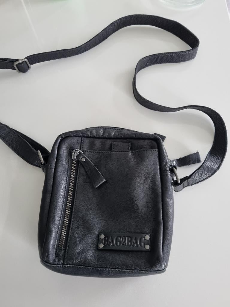 LEREN Bag2Bag Heren Schoudertas / Reistas, Overige merken, Zwart, Ophalen of Verzenden, Zo goed als nieuw