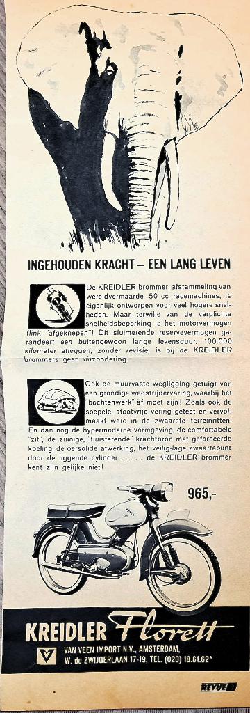 Amsterdam 1964, adv. Kreidler van v. Veen Import, Verzenden, 1960 tot 1980, Gebruikt, Overige onderwerpen