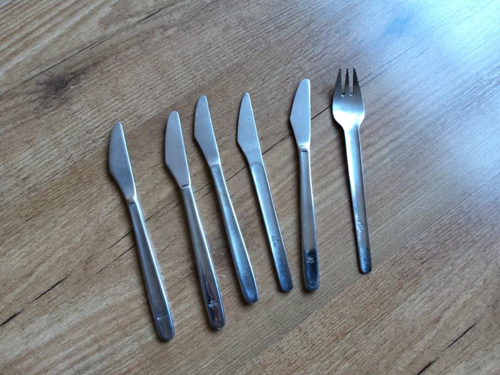 KLM Bestek uit de jaren 80 messen en vork Amfeta Sola, Ophalen of Verzenden, Gebruikt, Rvs of Chroom, Los bestek