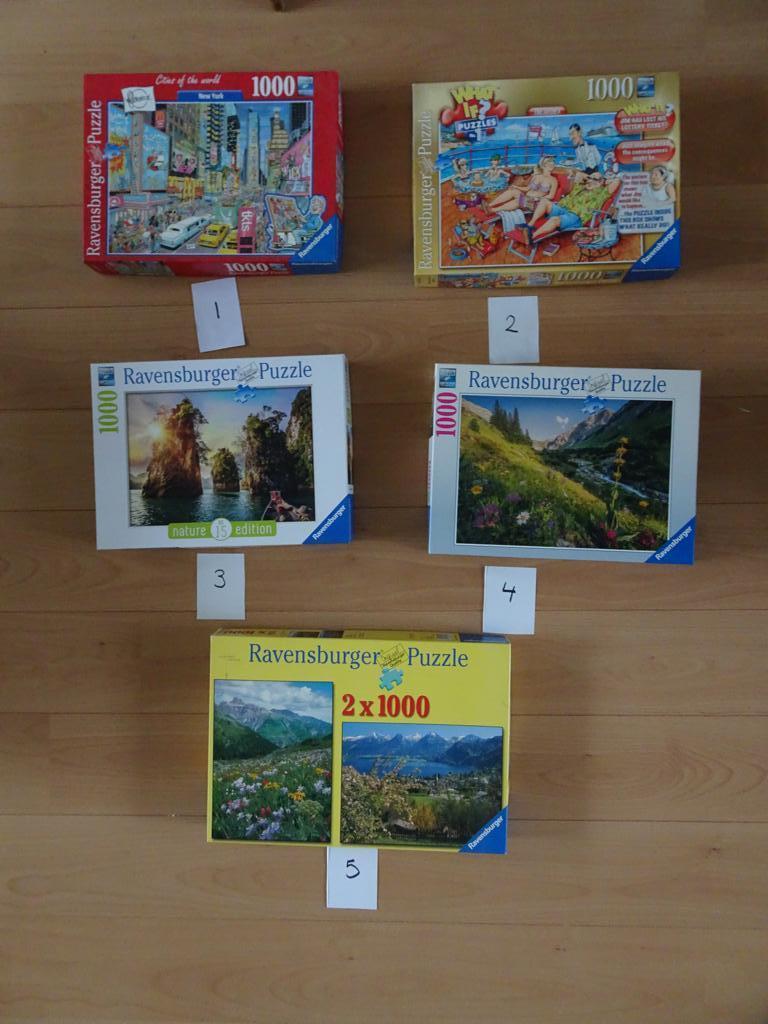 6 Ravensburger puzzels, Hobby en Vrije tijd, Ophalen, 500 t/m 1500 stukjes, Gebruikt, Legpuzzel