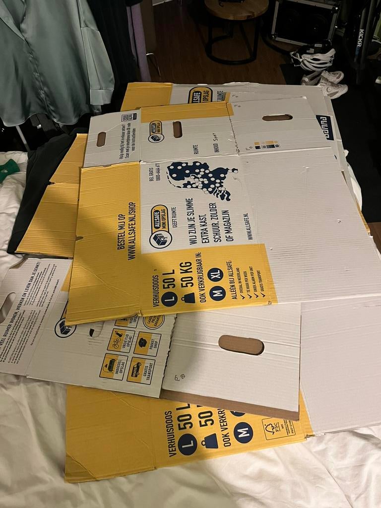 7 verhuisdozen, Doe-het-zelf en Verbouw, Kratten en Dozen, Ophalen, Doos, 50 tot 75 cm, Zo goed als nieuw