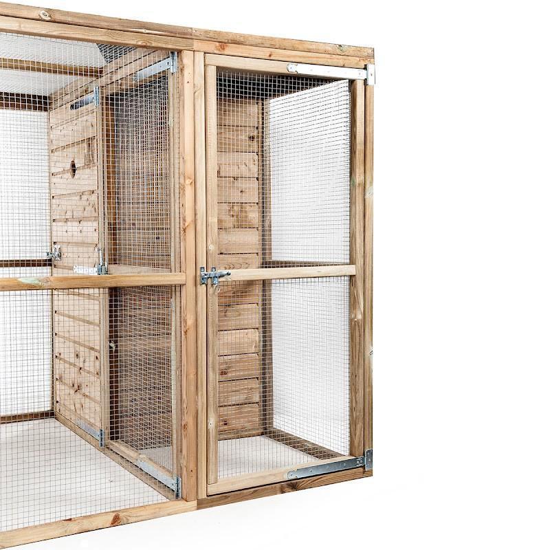 Volière Koen met een sluis van gaas en nachthok, Ophalen of Verzenden, Nieuw, Hout, Volière