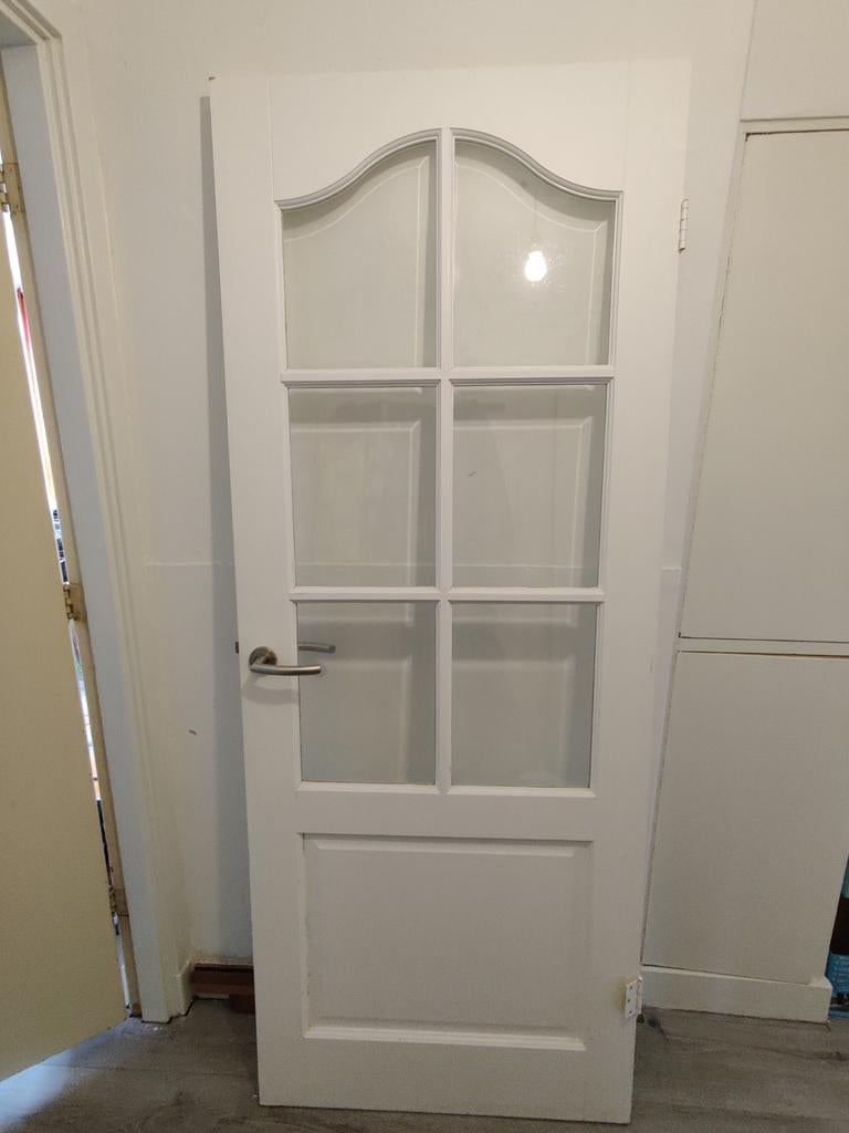 Massieve mooie binnendeur 209,5 x 83cm, Doe-het-zelf en Verbouw, Binnendeur, Ophalen of Verzenden, 200 tot 215 cm, Glas