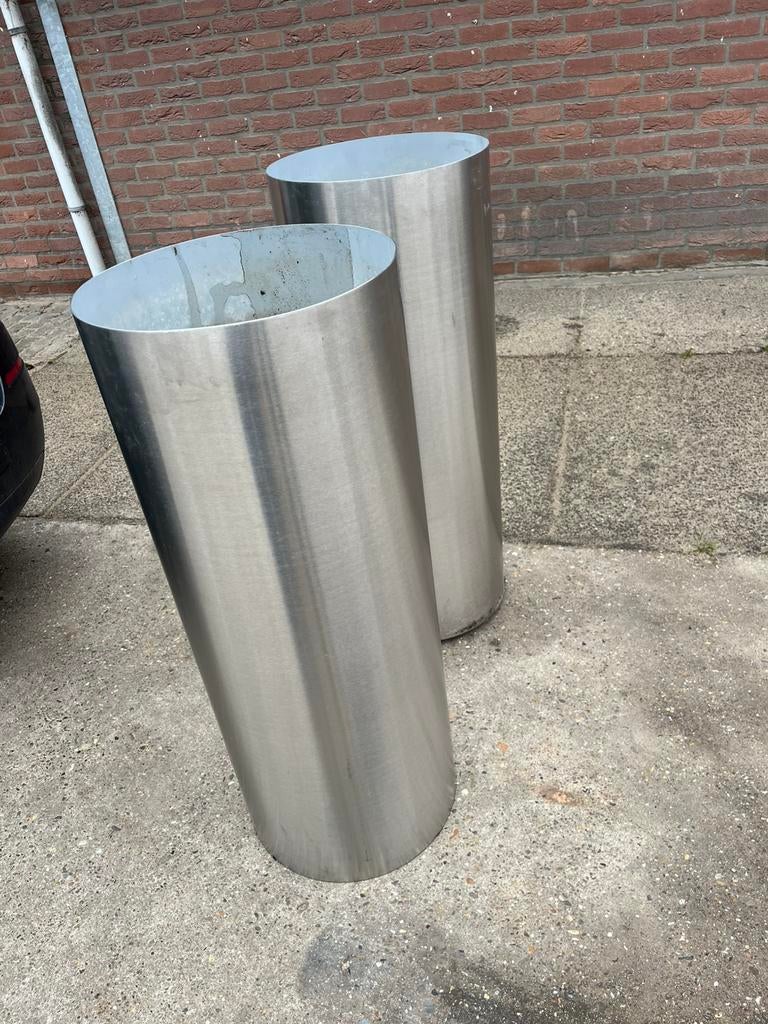 Rvs plantenbak 100x40, Tuin en Terras, Ophalen, Zo goed als nieuw, Rond, Metaal