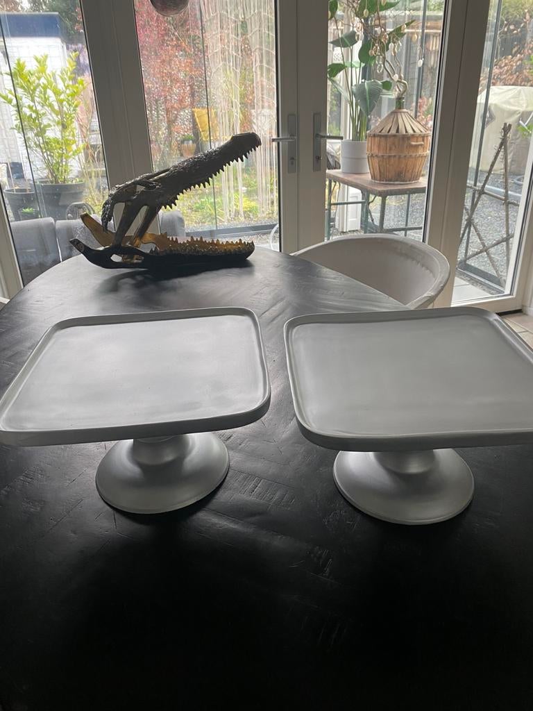 Taart plateau/taart schaal/etagere,metaal,alu kleur,set, Ophalen