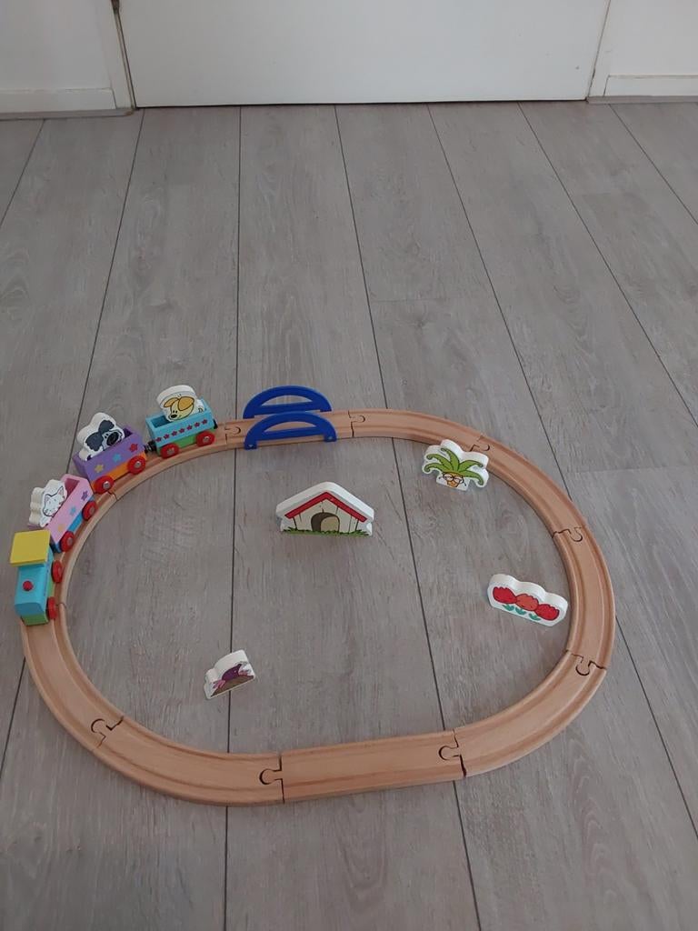 Woezel en Pip houten treinset compleet, Ophalen of Verzenden, Zo goed als nieuw