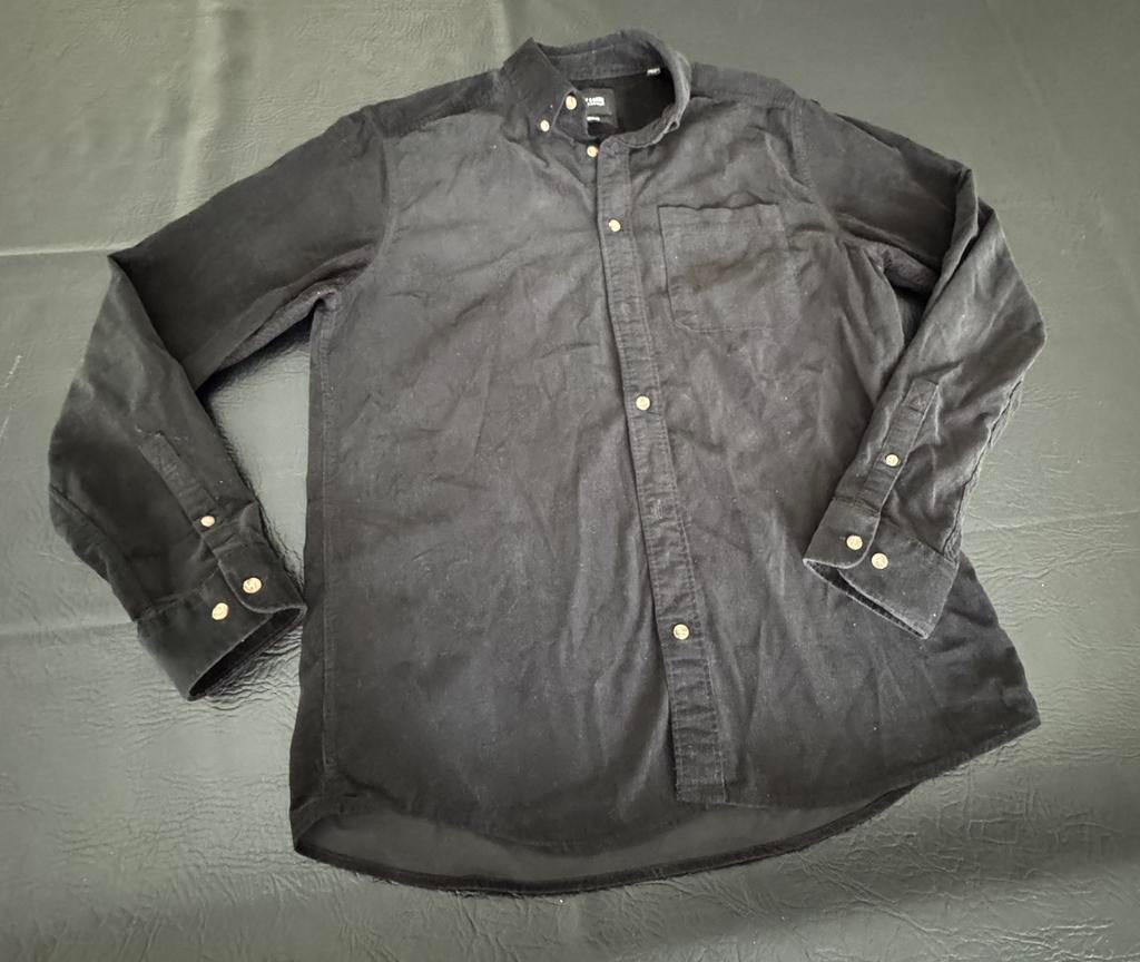 Heren overhemd blouse corduroy ribfluweel L only sons zwart, Ophalen of Verzenden, Gedragen, Zwart, Halswijdte 41/42 (L)