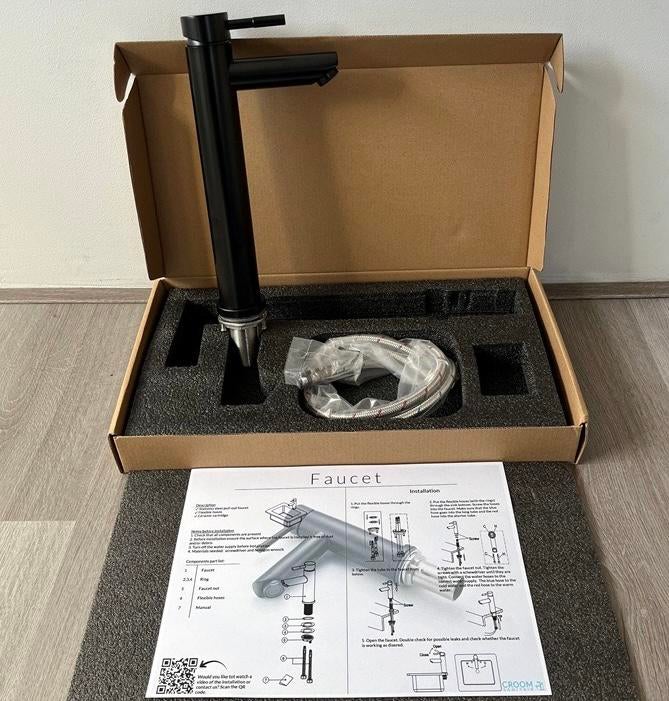 Croom Wastafelkraan Hoog Envyx Mat Zwart, Doe-het-zelf en Verbouw, Sanitair, Ophalen of Verzenden, Nieuw, Kraan