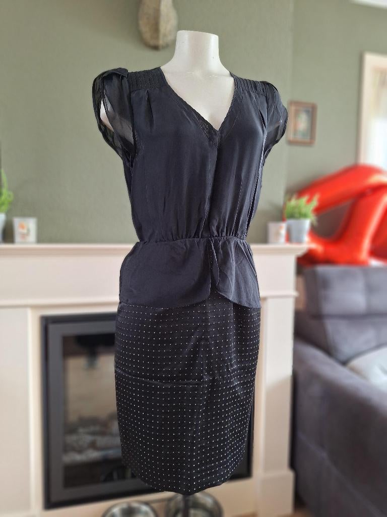 Hoss Intropia zwart zijden viscose jurk 38 36 M, Kleding | Dames, Maat 38/40 (M), Verzenden, Zwart, Zo goed als nieuw