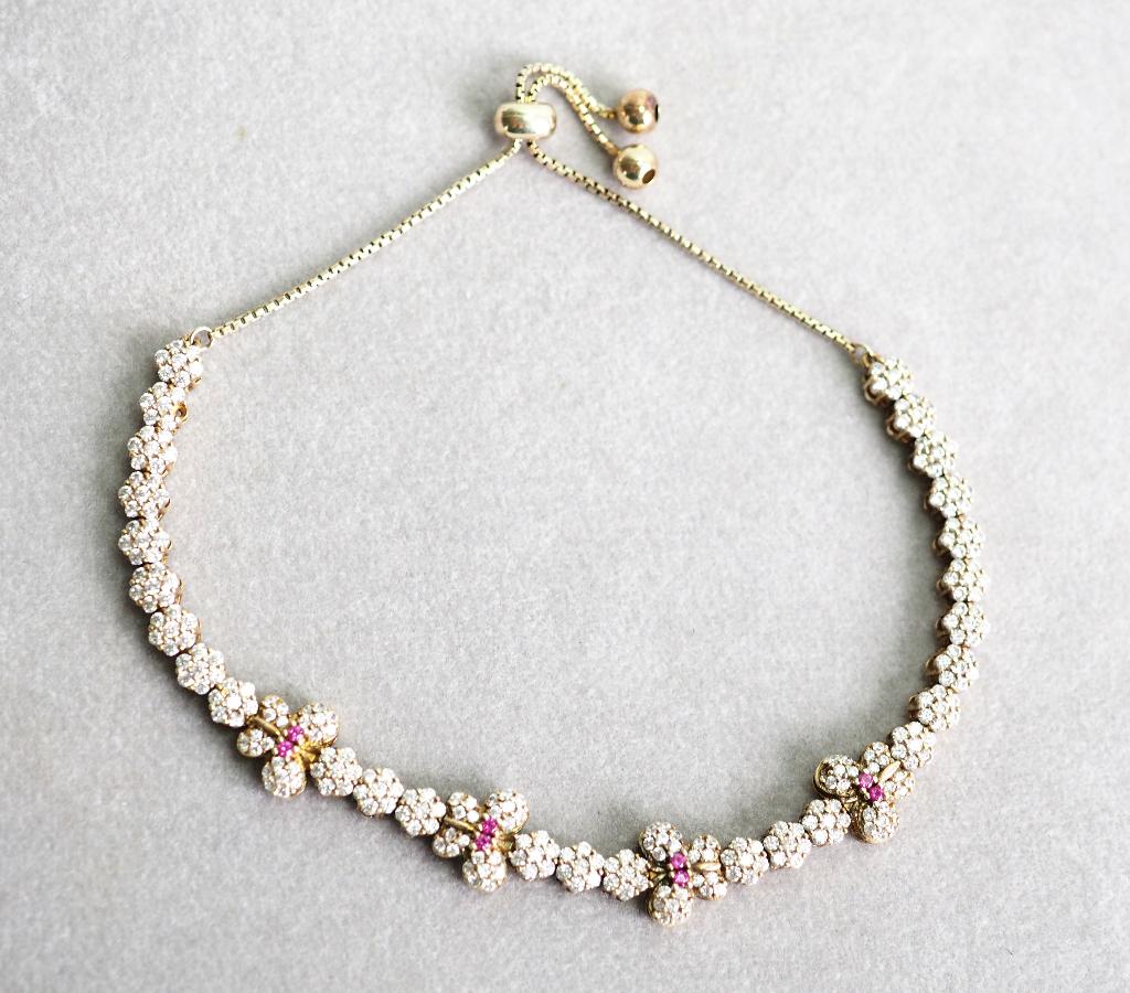 Zilveren armband met zirkonia en robijn, ., Ophalen of Verzenden, Zo goed als nieuw, .