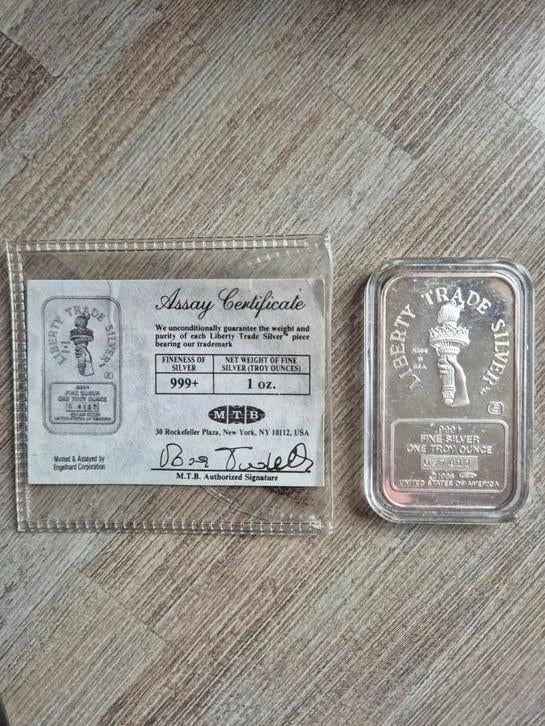Engelhard statue of Liberty Trade 1986 1 Troy oz .999 fine s, Ophalen of Verzenden, Zilver
