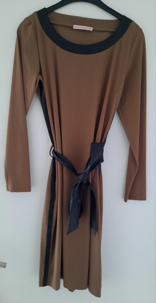 Studio Anneloes jurk travelstof bruin/zwart maat S, Kleding | Dames, Studio Anneloes, Beige, Ophalen of Verzenden, Zo goed als nieuw