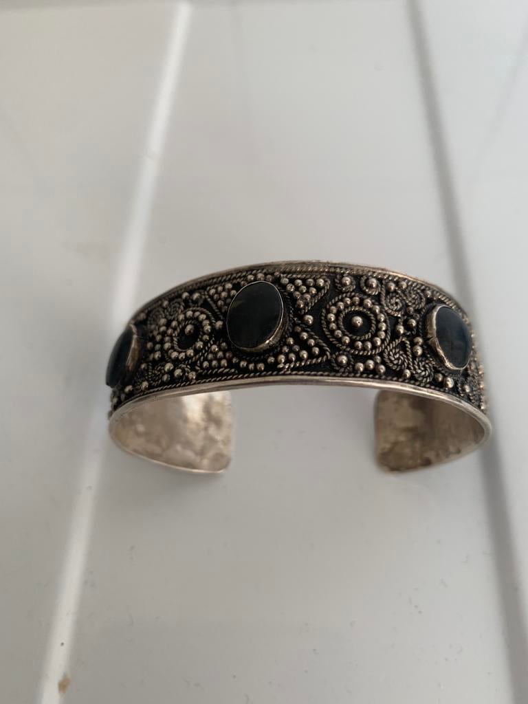 Zuid -Amerikaanse bewerkte zilveren armband, Verzenden, Zilver