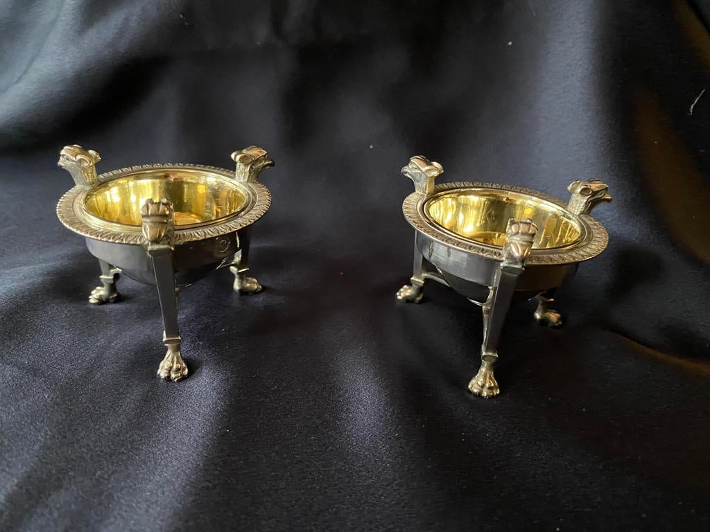 Antiek zilveren peper en zoutstel, Antiek en Kunst, Ophalen of Verzenden, Zilver