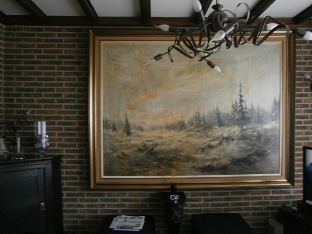 groot schilderij met winterlandschap, Ophalen