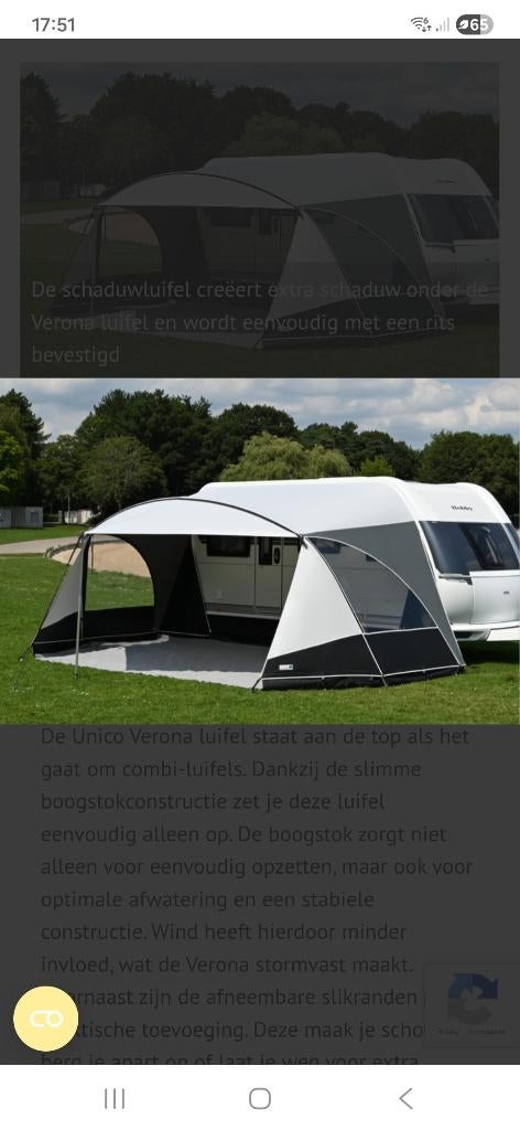 Unico verona luifel maat 10 met schaduwluifel, Ophalen, Zo goed als nieuw, Unico Ventura