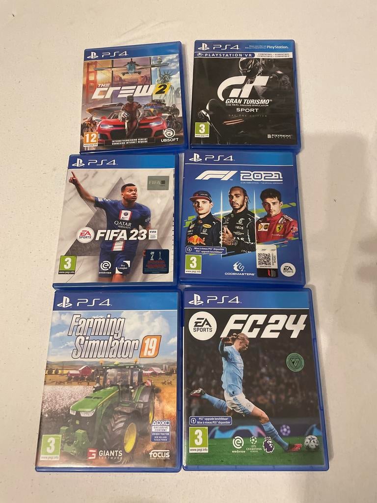 PS4 games: The Crew 2, Gran Turismo, FIFA 23, F1 2021, FC24, Spelcomputers en Games, Ophalen, Online, Gebruikt, Racen en Vliegen