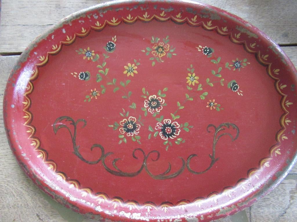 Oud dienblad volkskunst Hindeloopen,mooi rustig motief., Ophalen of Verzenden, Rechthoekig, Hout