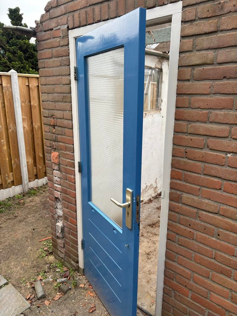 Kozijn met deur, Doe-het-zelf en Verbouw, Ophalen, Gebruikt, 80 tot 100 cm, Buitendeur