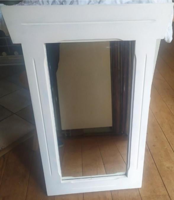 witte brocante spiegel, Minder dan 50 cm, Gebruikt, Ophalen of Verzenden, Minder dan 100 cm