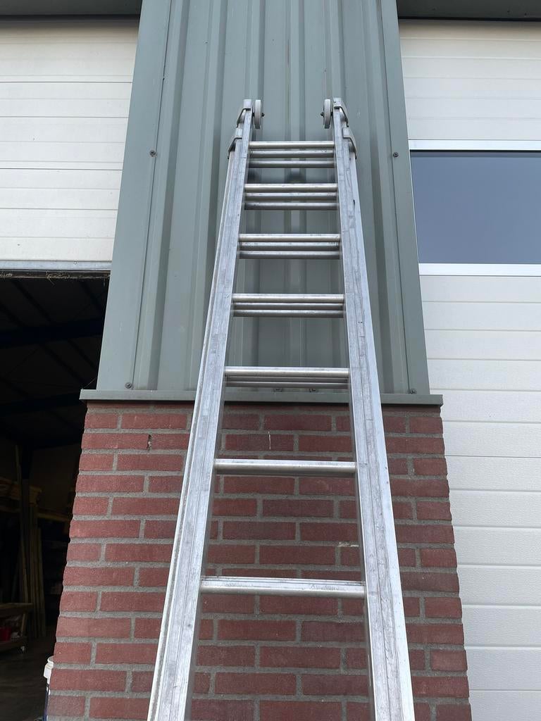 Uitschuif ladder 3 x 14 treden, Ophalen, Gebruikt, Ladder, Opvouwbaar of Inschuifbaar