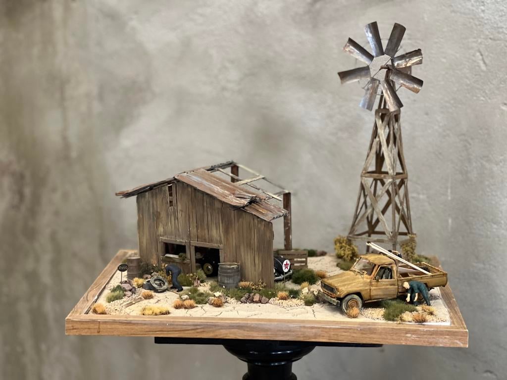 Texas desert garage  diorama, Hobby en Vrije tijd, Ophalen, 1:35 tot 1:50, Nvt, Nvt