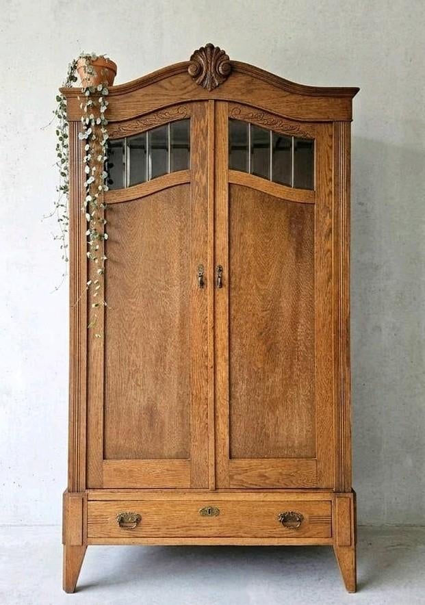 Antieke brocante Art Deco meidenkast vintage linnenkast kast, Ophalen of Verzenden