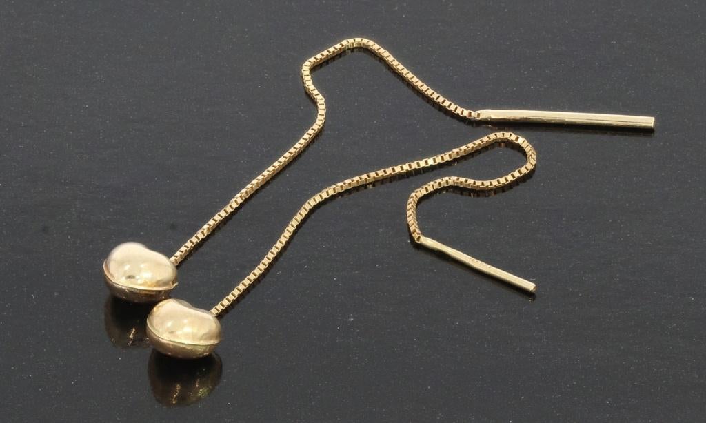 Staafjes hart oorbellen 14k goud venetiaanse schakel dames