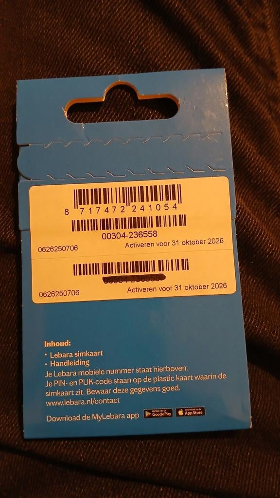 Lebara Simkaart 06.2625.0706 top nummer Gratis Verzending!!, Verzenden, Nieuw, KPN, Simkaart